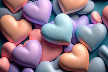 Fototapeta na wymiar colorful pastel hearts background for valentine's day. Generative AI