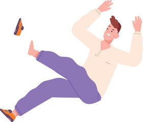 Guy falling down. Floating young man in air