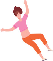 Floating girl in air. Dreaming person. Flying woman