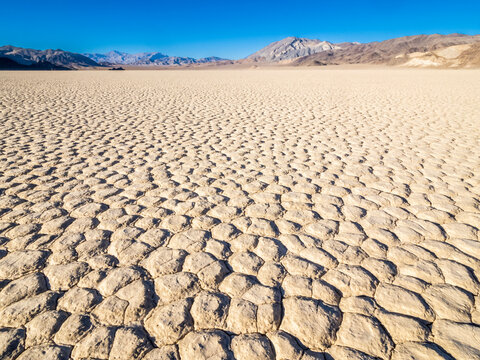 The Racetrack, a playa or dried up lakebed, in Death Valley National Park, California, United States of America, North America