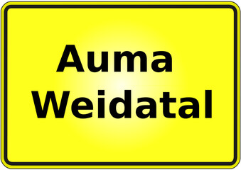 Fototapeta premium Stadteingangsschild Deutschland Stadt Auma-Weidatal