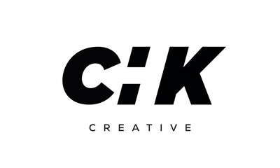 CHK letters negative space logo design. creative typography monogram vector