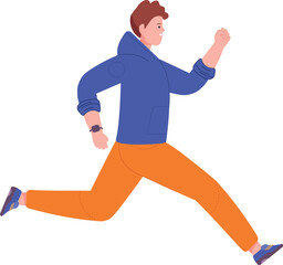 Young man hurrying. Running guy. Active person