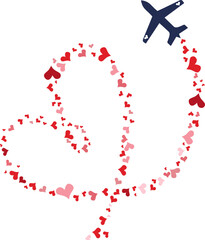 the plane carries the love that is spread. there are love writing banner vector