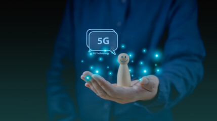 5g communication connection business technology, futuristic telecommunication wireless network concept. Digital system, smart information networking, iot service, Social sign icon, cellular signal.