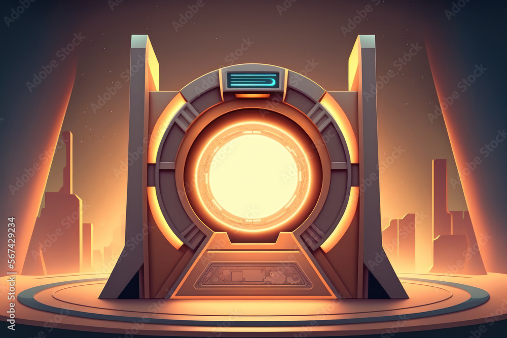 Aufkleber background in technology stage without a power podium. science fiction notion. technological basis a