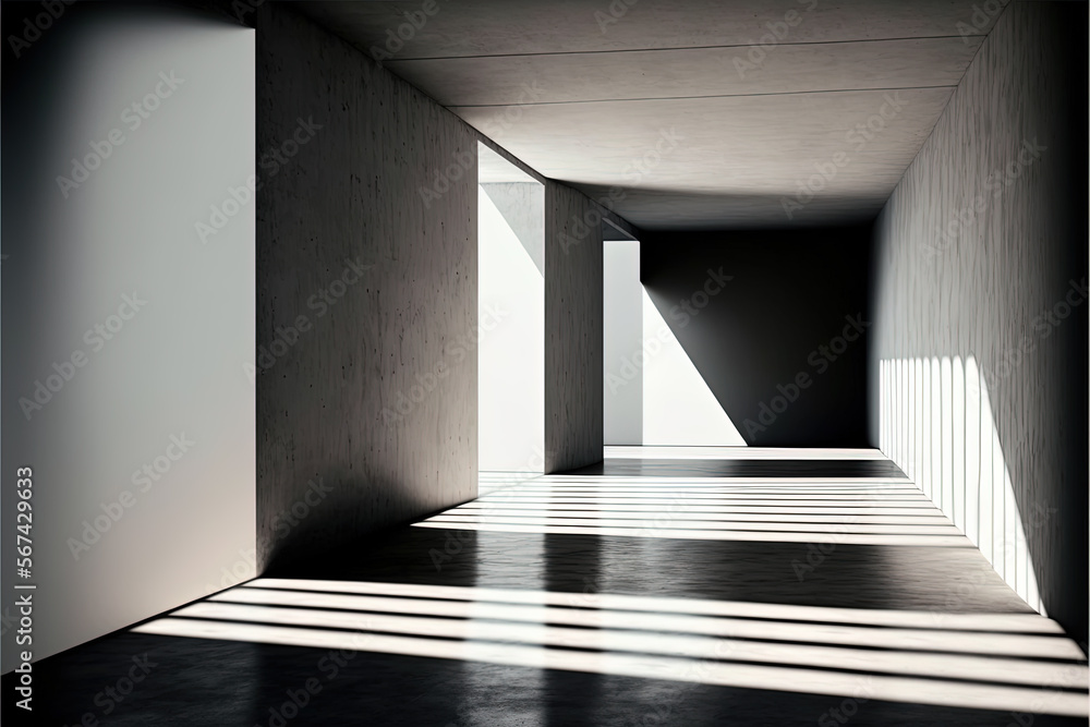 Poster modern empty space with shadows and lights. mockup, template. generative ai