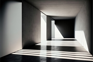 modern empty space with shadows and lights. mockup, template. Generative AI