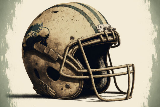 old american football helmet illustration. Generative AI