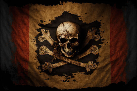 Old Pirate Flag. Generative AI