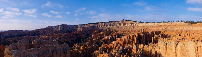 Panorama of Bryce Canyon at sunrise.