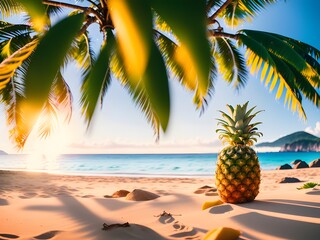 Pineapple on the beach with nice texture