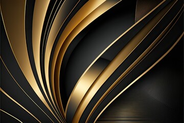 Abstract black and gold lines luxury background (Ai generated)