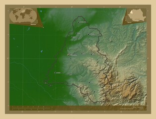 Bihor, Romania. Physical. Labelled points of cities © Yarr65