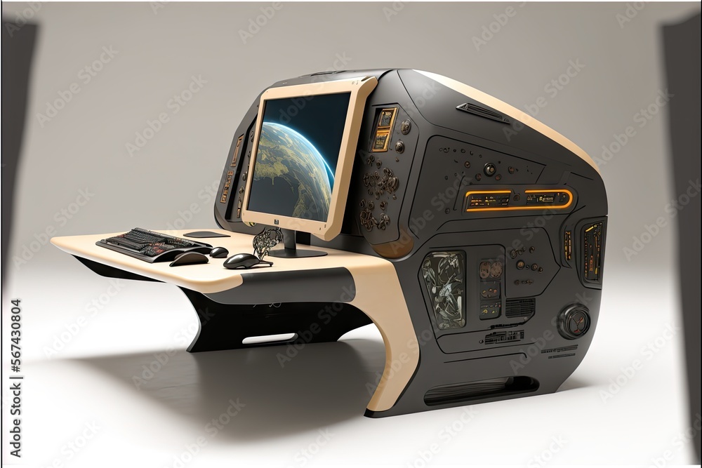 Poster video game console with a world map inside