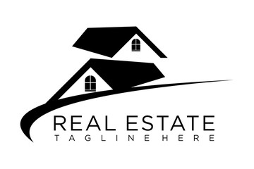 Real Estate logo, Builder logo, Roof Construction logo design template vector illustration