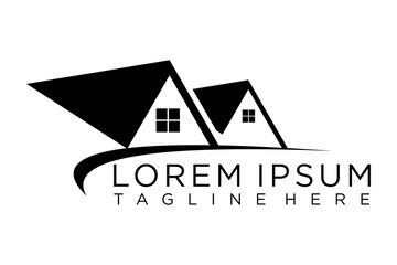 Real Estate logo, Builder logo, Roof Construction logo design template vector illustration