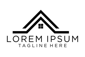 Real Estate logo, Builder logo, Roof Construction logo design template vector illustration