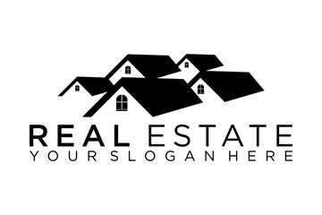 Real Estate logo, Builder logo, Roof Construction logo design template vector illustration