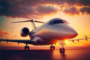 Fototapeta na wymiar Business class travel concept luxury private jet (Ai generated)