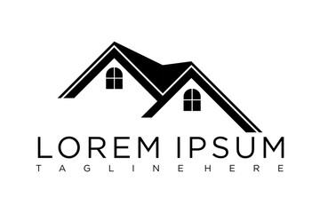 Real Estate logo, Builder logo, Roof Construction logo design template vector illustration