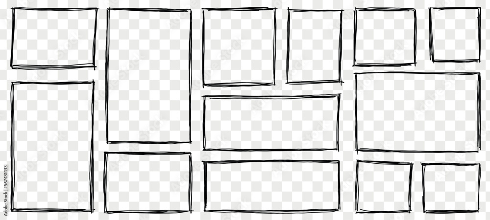 Poster rectangle frame line. square shape outline on hand draw style. vector illustration isolated