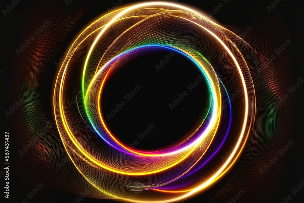Poster a circle of light is shown in the middle of a black background with a circular of light in the middl