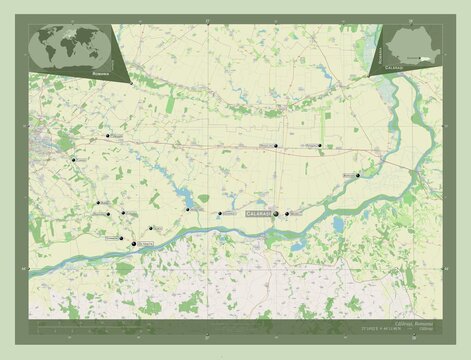 Calarasi, Romania. OSM. Labelled points of cities