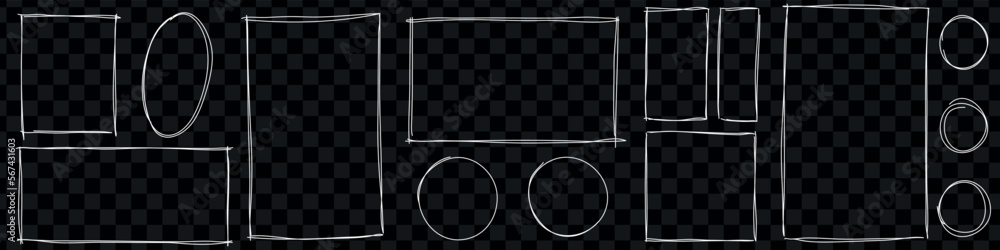 Poster rectangle frame line. square shape outline on hand draw style. vector illustration isolated