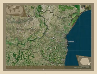Constanta, Romania. High-res satellite. Labelled points of cities