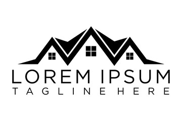 Real Estate logo, Builder logo, Roof Construction logo design template vector illustration