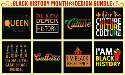 Black History Month T-Shirt Design Bundle. Set of black history month t-shirt design bundle