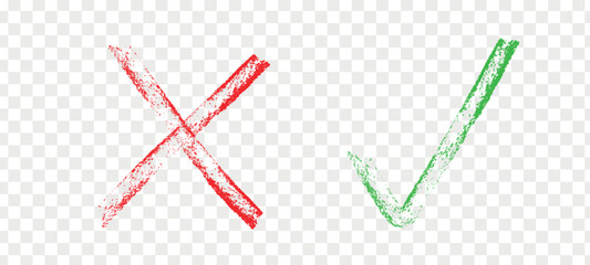 Right green and wrong red icon. Ok and x mark. Yes and No answers check. true tick or false cross icon. Vector illustration - obrazy, fototapety, plakaty