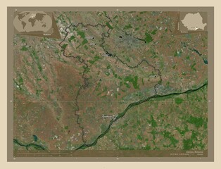 Giurgiu, Romania. High-res satellite. Labelled points of cities