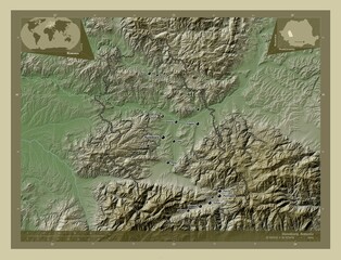 Hunedoara, Romania. Labelled points of cities