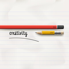 Creativity tutoring and coaching education symbol, big and small pencil