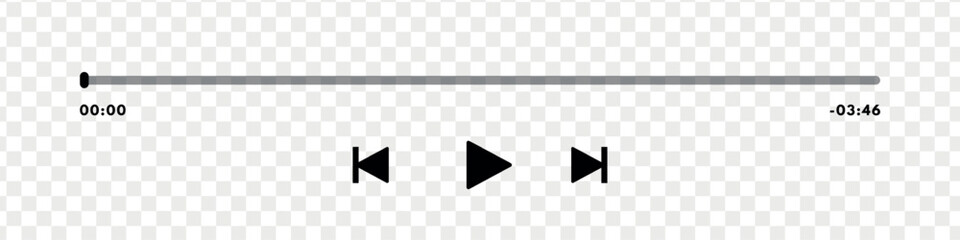 Music or video play bar icon on transparent background. Audio player for songs or podcast playlist. Play or pause button.Vector illustration © Viktoria