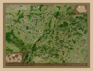 Salaj, Romania. Low-res satellite. Labelled points of cities