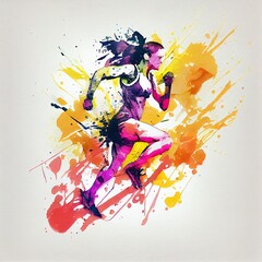 Watercolor fitness concept, generative ai