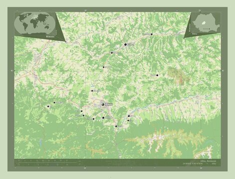 Sibiu, Romania. OSM. Labelled points of cities