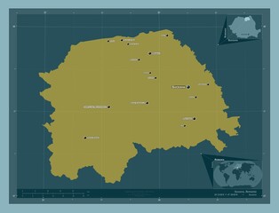 Suceava, Romania. Solid. Labelled points of cities