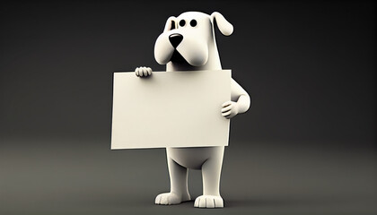 Dog holdining a white blank sign, generative ai