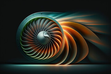 Abstract illustration of a jet engine, Generative AI