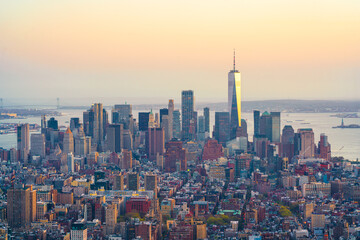 New York city skyline at sunset 