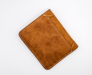 brown leather wallet on a white background