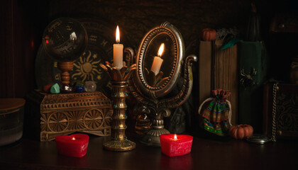 Magic rite for attracting love, changing fate , illustration for attraction destiny, occultism concept