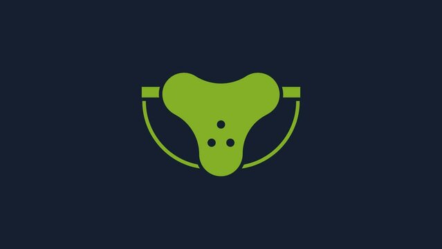 Yellow Protective sport jockstrap icon isolated on blue background. 4K Video motion graphic animation