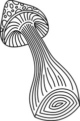 Detailed Cartoon Mushroom Outline