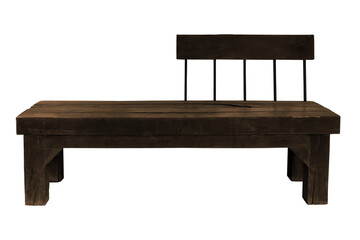 Old dark brown wooden bench