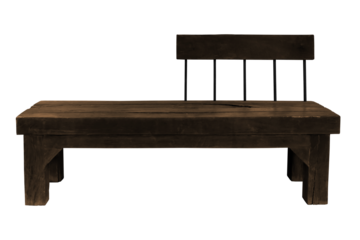 Old dark brown wooden bench